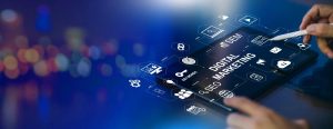 Digital marketing icons on a tablet
