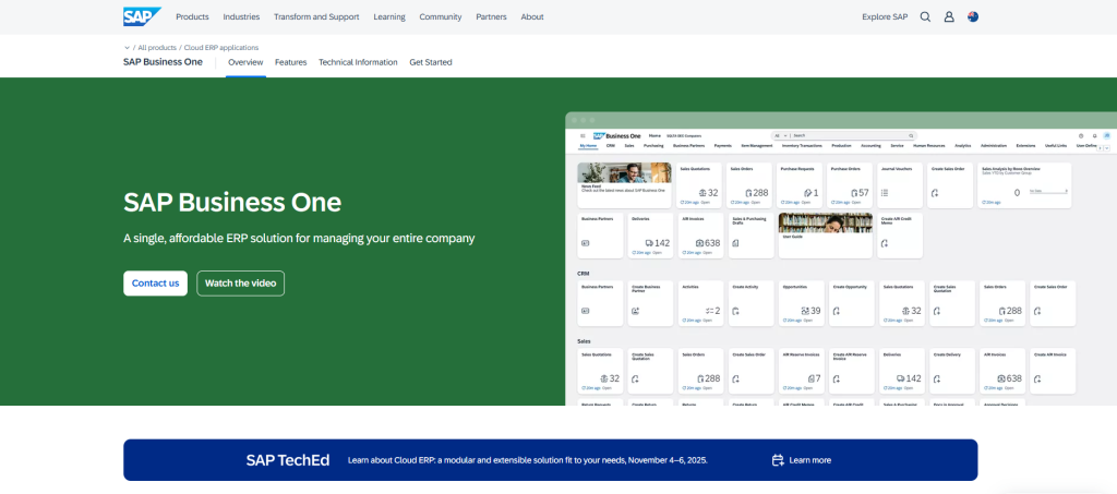 Homepage of SAP